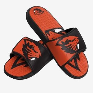 Like New Oregon State Beavers NCAA Logo Gel Slides Shoes in Orange and Black